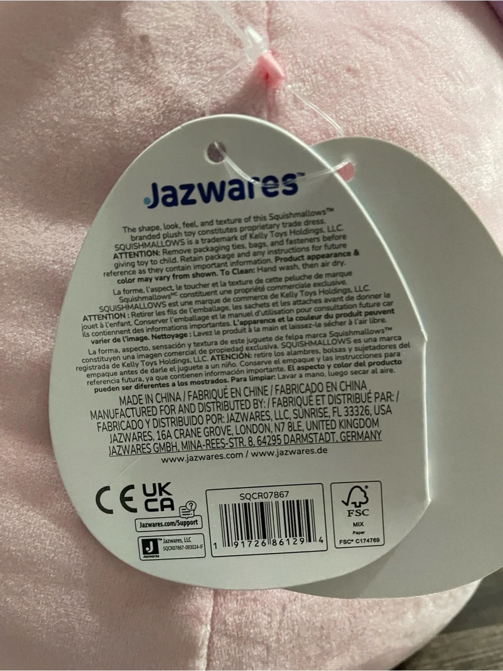 Squishmallows Pink Pig with Lavender Bucket Hat